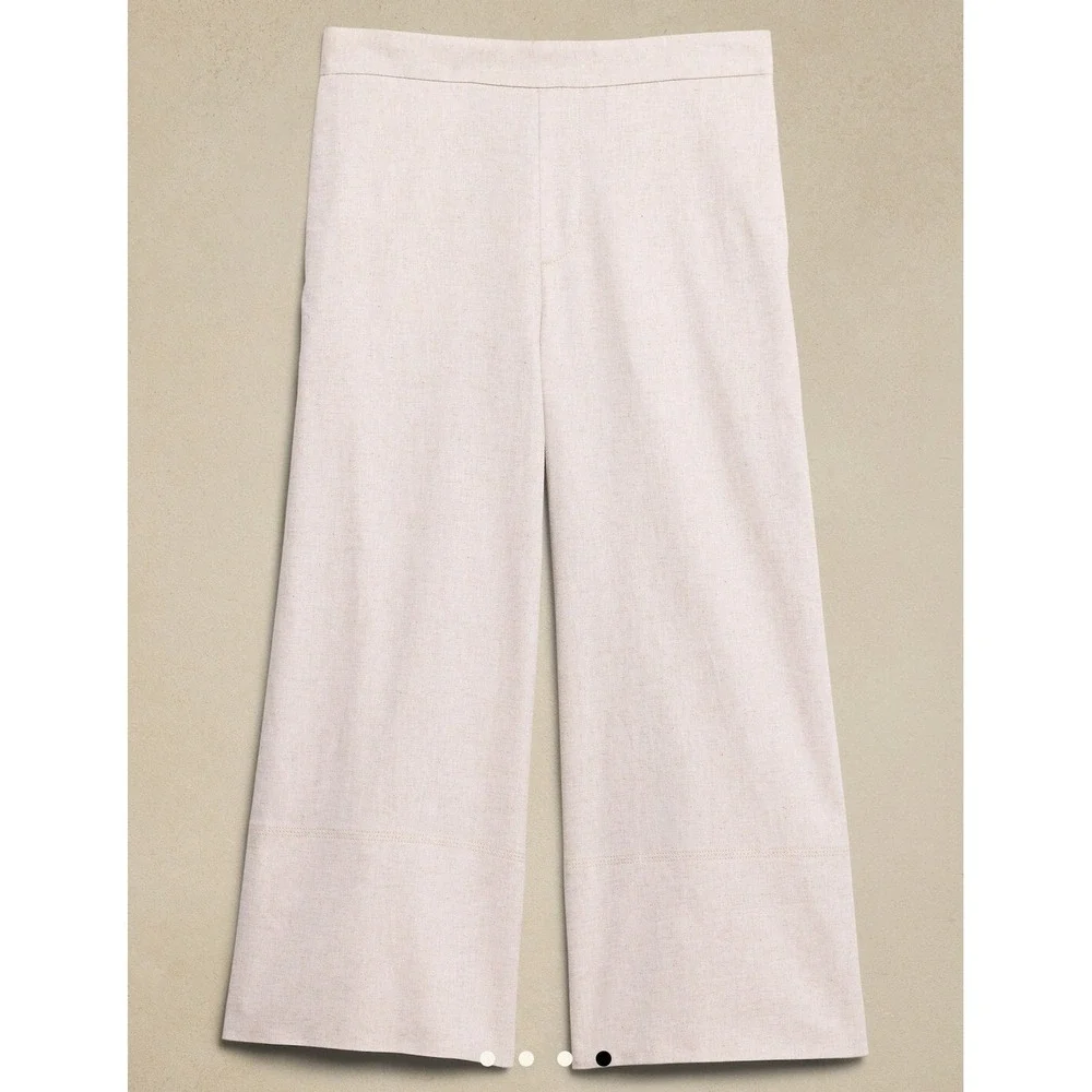 New‎ Banana Republic Pants XL Wide Leg Cropped Easy Linen Blend Flowy Black NWT